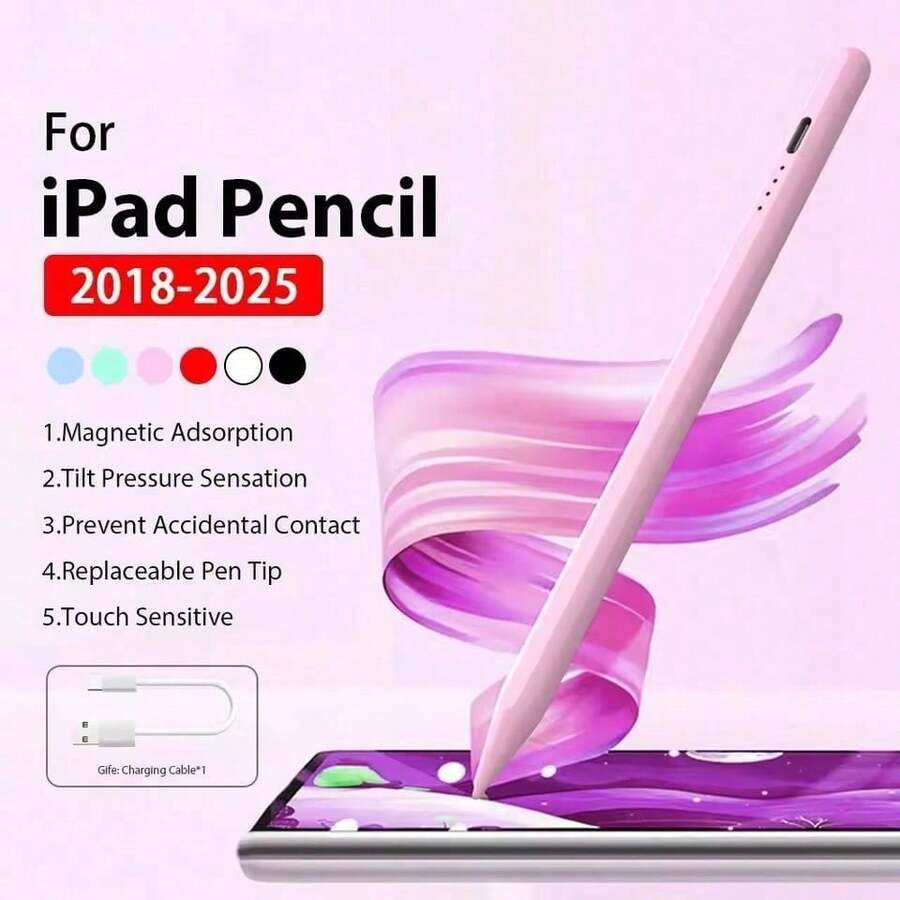 白色主動式電容觸控筆，相容 Apple Pencil，相容 iPad A16 Air 11 5 4 Pro 11代 13 12.9 M4 M3 M2、10 9 10代 9代、Mini 7 6，2025款觸控筆，春季生日禮物