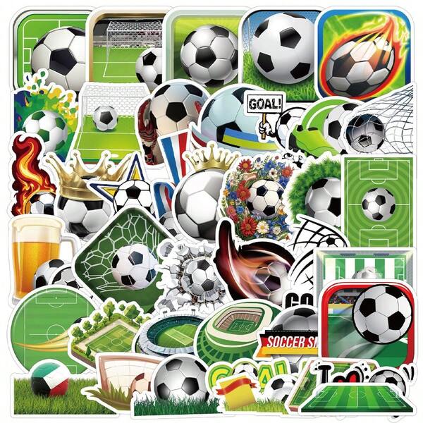 50 Pieces Of Football Graffiti Stickers, Waterproof Decorative Stickers For Sports Balls, Creative Football Stationery Stickers, Party Gift Sealing Stickers, Decorative Stickers