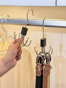 3/1pc Closet 6-Hooks Belt Holder Rack With 360° Rotatable, Metal Storage Hanger Organizer, Cap Holder Rack, Bra Holder Rack, Tie Holder Rack, Belt Holder Rack, Scarf Holder Rack, Storage Hooks, Suitable For Dorm Closet, Home, Campus, Hotel, Etc., Portable Travel Hook - Multicolor - View 2