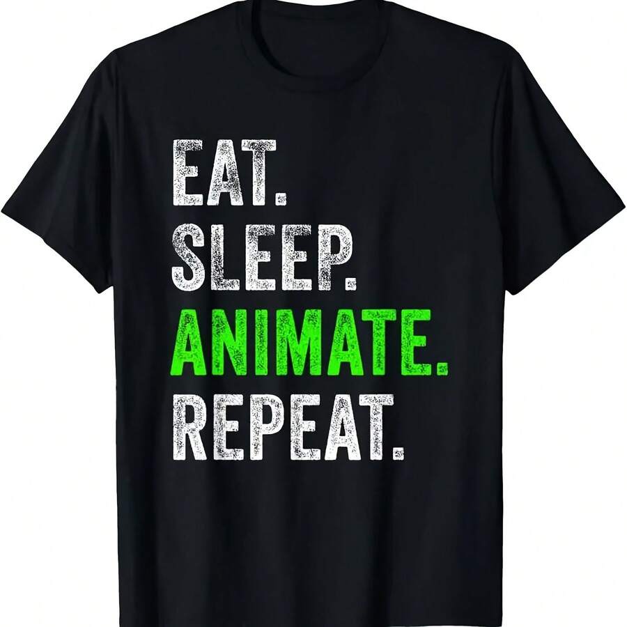 Eat Sleep Animate Repeat Animator Animation Lovers T Shirt - 款式 - 查看 1
