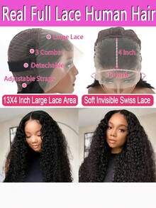 24-36 Inch Deep Wave 13x4 Lace Front Wigs Human Hair For Women Water Wave Glueless Brazilian Frontal Bob Curly Wig Hairline 220% Density Pre Plucked With Baby Hair Natural Look Ear-To-Ear Hairpiece Wig For Party, Cosplay, Daily Use - 自然色彩 - 查看 8
