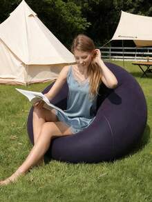 1pc Inflatable Slouchy Sofa, Single Person Bedroom/Balcony Lounger, Outdoor Camping Portable Inflatable Chair - Multicolor - View 3