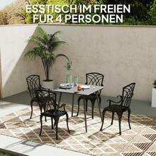 طاولة حديقة من الصلب 80 * 80 * 74 سم، طاولة بوفيه مقاومة للطقس بإطار من الصلب، مانعة للانزلاق، طاولة تخييم ل- 4 أشخاص، طاولة شرفة، طاولة حديقة، طاولة طعام خارجية للحديقة والشرفة والرواق، رمادي - رمادي - مشاهدة 3