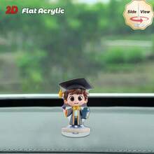 Mô hình trang trí acrylic xoay hình cậu bé học giả hoạt hình, đồ trang trí bàn kỷ niệm tốt nghiệp - A - Xem 8