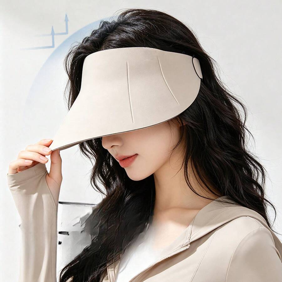 1pc Seamless Integrated Sun Protection Visor Hat, With Widened Brim For UV Protection, Breathable And Non-Sweaty Sun Hat, The First Choice For Holiday Gifts, Valentine's Day Present, Mother's Day Gift, Anniversary Present, Suitable For Short Trips, Camping, Driving, And Commuting, Sun Protection Gear, And A Stylish Accessory - 淺灰色 - 查看 1