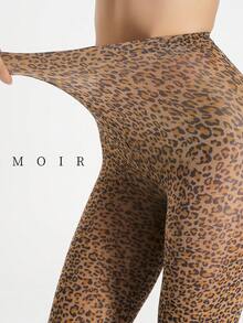 MOIRÉALLURE 女款豹紋絲襪 時尚性感 薄款半透明緊身褲襪 日常派對通勤穿著 - 彩色 - 查看 2