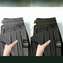 Pantalones casuales de pierna recta para hombre, pantalones largos deportivos resistentes a la suciedad, finos y ligeros para... - negro+marrón - Ver 11