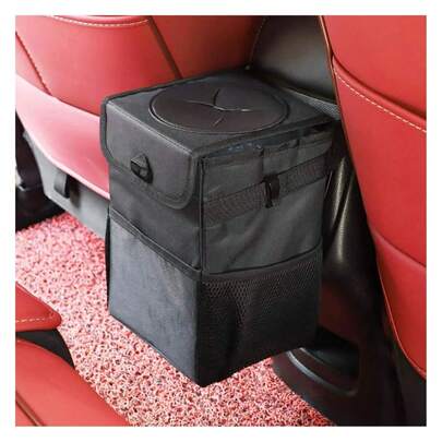 Car Trash Can With Lid,Leakproof Trash Bin Car Garbage Can, Collapsible Automotive Truck Organizer And Storage Bag Car Accessories For Women Men Road Trip Essentials,Car Storage