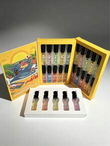 20/10/5/1 Peças Conjunto de Presente de Névoa de Fragrância Mini, Amostras de Tamanho de Viagem, Garrafas Multicoloridas, Fragrância Fresca de Longa Duração, Embalagem com Tema de Praia Tropical, Névoa Corporal Portátil Adequada para Férias de Verão e Presentes de Luxo - Multi Aromas - Visão 1