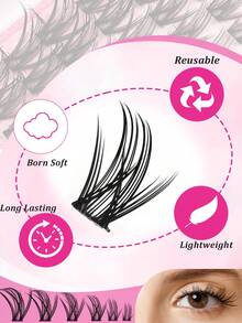 Himirell 144pcs C Curl Natural Lash Clusters Soft Lashes Cat Eye Lashes Individual Lashes Cluster Eyelash Extensions DIY Lash Clusters, Create Natural Makeup Effect, Easy For Newbies, Reusable, Suitable For Daily Makeup - C - View 4