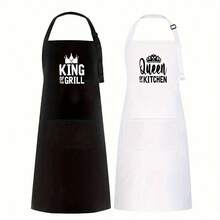 2pcs "King Of The Girl/Queen Of The Kitchen" Creative Home Aprons, Couple Decorative Household Aprons - 2 Pieces - View 3