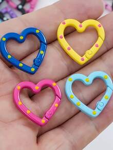 20/10 buah Gesper Cincin Hati Kartun Warna Acak yang Dapat Diatur, Cocok untuk Perhiasan, Pakaian, DIY Liburan, Aksesoris Gantungan Kunci, Lukisan Cakar Kucing - Gantungan kunci berbentuk hati - View 6