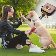 1pc Cute Dog Print Dog Treat Bag, Portable With Hook And Zipper, Dog Training Pouch, Dog Carry Snack Bag, Pet Snack Container Suitable For Taking Dogs Outdoor And Camping - Multicolor - View 3