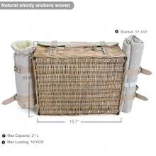 Juego de cestas de picnic de mimbre multifuncional para 4 personas con manta y mesa de picnic juego de picnic aislado con vajilla completa para acampar al aire libre parejas flores - Flores con manta y mesa para 4 personas - Ver 4