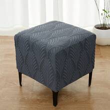 1pc Leaf Jacquard Ottoman Footstool Cover, Nordic Style Soft Ottoman Cover, Home Decor Sofa Footrest Cover, Suitable For Living Room And Bedroom - Multicolor - View 9