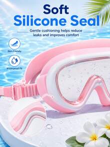 1pc Large Frame Transparent Design Swimming Goggles, Water Sports Swimming Goggles, Beach Essential, Beach Accessory - Multicolor - View 7