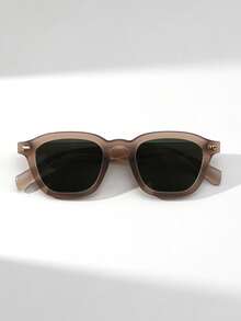 1 Pair Men's Rectangular Thick Rivet Retro Fashion Glasses, Suitable For Outdoor, Beach, Travel, Cycling - Multicolor - View 5