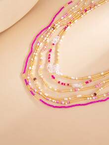 Set de 6 piezas Cadena de cintura multicapa colorida y exagerada con cuentas de estilo bohemio y geométrico, joyería encantadora, adecuada para boda, fiesta, playa, vacaciones, casual, estilo callejero, mujeres y parejas, vacaciones, cumpleaños, regalo versátil - Cadena de cintura - Ver 9