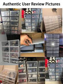 Shoe Storage, 12 Pack Shoe Organizer For Closet, Shoe Boxes Clear Plastic Stackable Shoe Containers With Lids For Size 12-13 - Black - View 5