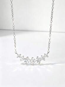 Mặt dây chuyền hình nụ cười Moissanite 1.22CT, mạ vàng trắng S925, thiết kế tối giản sang trọng, lấp lánh, phù hợp để đeo hàng ngày, làm quà cưới, quà sinh nhật, quà kỷ niệm, quà năm mới. - Bạc - Xem 7