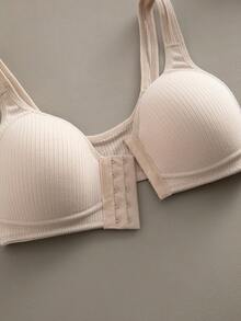 2pcs Wire-Free Front Closure Bra - With Fixed Padding - Designed For C-E Cups | Natural Shape - Multicolor - View 9