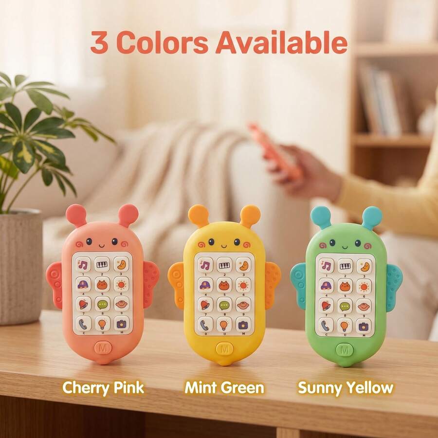 Juguete de teléfono móvil interactivo para bebé con diseño de abeja de dibujos animados One Piece, multifunción, con música y efectos de sonido, juguete divertido de aprendizaje (Batería no incluida) - Multicolor - Ver 1