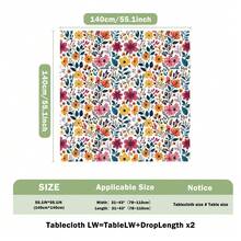 1pc Rectangular Polyester Tablecloth, Floral Pattern, Single-Sided Printing, Suitable For Tabletop, Washable And Reusable, Applicable For Indoor, Outdoor, Patio, Wedding, Party, Dining, Craft Exhibition, Banquet Decoration - Multicolor - View 12