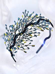 1 pièce Bandeau élégant avec perles de cristal, accessoire de cheveux polyvalent pour mariée et mariage, convient pour les fêtes, les rassemblements, les bals, les festivals, les banquets - Bleu azur - Voir 8