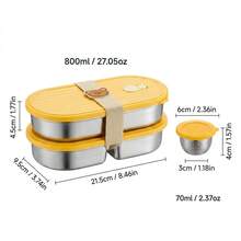 Portable 304 Stainless Steel Lunch Box,Leak Proof Fruit Salad Food Storage Container, Stackable Bento Box, Dishwasher & Microwave Allowable, Suitable For Student And Adult Use In Home, School,Office, Outdoor Camping, Picnic,Travel, Back To Schoo - Multicolor - View 14