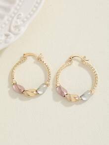 1 Pair Fashionable Colorful Round Earrings, Creative Versatile Earrings Gift For Women - Gold - C - View 13