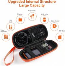 Carrying Case, EVA Zipper Carrying Hard Case Cover For Digital Voice Recorders, MP3 Players, Storage Holder For 3D Printing Pen, USB Cable, Earphones, Memory Cards, U Disk, Orange - 顏色 - 查看 2
