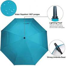 Beach  54/62/68 Inch Extra Large Windproof Golf Umbrella UV Protection Automatic Open Double Capy Vented Sun Rain Stick Umbrella - Blue - View 5