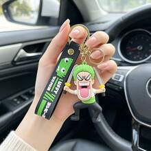 Miniso ONE PIECE Roronoa Zoro Dual Sword Character Bag Charm With Black Green Wrist Strap And Gold Clip For Backpack Handbag, Birthday Christmas Gift - Style 1 - View 6