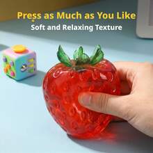 Giant Handmade Jelly Strawberry Soft & Crunchy Bead Filled Sticky Silicone Squeeze Toy, Realistic Food Dessert Stress Relief Toy For Adults, Party Gift, Soft Squishy Toy And Game, Soft Squeeze Game, Couple Game, Sliding Fake Adult Game, Skoshi - Multicolor - View 6