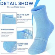 ELUTONG Baby Girls Grip Socks Toddler Non Slip Socks Kids Anti-Skid Crew Colorful Socks With Gripper 12 Pairs For 0-10 Years - #1 男孩 12 雙 - 查看 3
