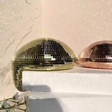 Melting Style Disco Ball Ornament, Asymmetric Mosaic Mirror Disco Ball Sculpture, Silver Pink Green Multicolor Reflective Desktop Decor, Qixi Festival Gift, Retro Luxury Room Decoration Home Bar Party Wedding Tabletop Decor Gift - Multicolor - View 4