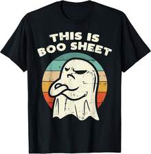 Women's Sports T-Shirt Offers This Is Boo Sheet Ghost Retro Halloween Costume Men Women T-Shirt For Women Women's Clothing Oversized T-Shirts - 黑色 - 查看 7