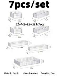 HOUSHELIF 5pcs/7pcs/10pcs Drawer Style Cosmetic Storage Box, Perfume Storage Container, Vanity Skincare Storage Box, Transparent Multi-Size Combination Lotion And Sample Storage Box, Suitable For Storing Cosmetics, Bathroom Cabinet Storage, Office Supplies - Clear - View 15