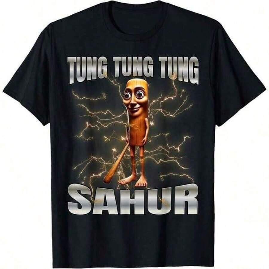 Tung Tung Tung Sahur T-Shirt Men Clothes Men's Men's Clothes T Shirt Men T Shirts For Men Summer Outfits Men Men's Summer Clothes Band T Shirts Mens Tshirts Holiday Outfits For Women Modest Summer Outfits Jersey Tops Women Resort In Style Women's Summer Clothing Tops Tops Summer Summer Outfits Tops For Women White Tops Party Top Father's Day Fathers Day Giftfestival - 黑色 - 查看 1