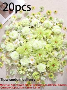 20件綠色人造花 - 仿真花，適用於DIY花環、婚禮花束、派對裝飾、家居中心裝飾、母親節/開學季/情人節禮物，全年可用 - 綠色系 - 查看 9