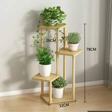 1 Piece Of Multi-Layered, Multifunctional Floor Flower Stand, Storage Rack, Wooden-Style Flower Pot Storage Rack, Simple Home Bedroom Decor Item. - View 3