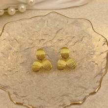 Vintage Flower Stud Earring For Women Charm Gold Earring,Waterproof Stainlees Steel Jewelry Summer Vacation Jewellery For Wedding Party Daily Gift - Multicolor - View 2