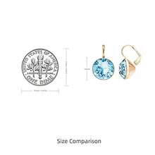 arete de solitario para mujer, adornados con cristales austriacos, caída de palanca, perfectos para cualquier ocasión, regalo ideal para mujeres - Chapado en oro aguamarina, 10 mm - Ver 3