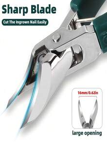 1pc 25° Angled Professional Nail Clippers, Stainless Steel Heavy Duty Nail Cutter With Wide Grip, Anti-Splash Sharp Blade For Trimming Thick Ingrown Nails, Ergonomic Design, Ideal For Home Salon Pedicure Foot Nail Care - Multicolor - View 7