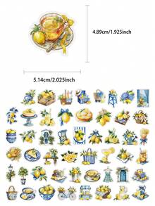 50pcs Lemon Theme Decorative Transparent Stickers For Laptop, Luggage, Planner DIY Decoration - A - View 2