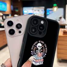 Funda para móvil con diseño de esqueleto leyendo libros, compatible con Samsung, Apple, VIVO, OPPO, , Transsion, ,  y Honor. Fabricada en TPU, ofrece protección contra golpes y caídas. Un regalo ideal para amigos y familiares. - Negro - Ver 1