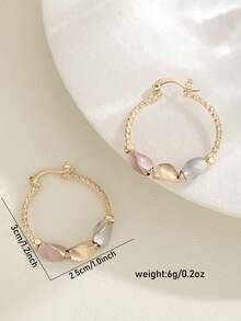 1 Pair Fashionable Colorful Round Earrings, Creative Versatile Earrings Gift For Women - Gold - View 12