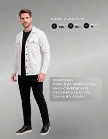 Stylish Men's Jacket With Waterfall Collar, Long Sleeves, Casual Sweatshirt Style With Button Details And Pockets. - 白色 - 查看 7