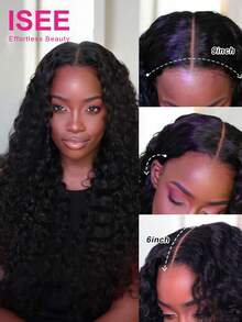ISEE 180% Density 16-26 Inch Natural Color Human Hair Wig, Water Wave, HD 9*6 Inch Lace Front, Pre-Cut Lace, Pre-Plucked Hairline, Pre-Bleached Knots, Suitable For Daily Use By Women - SNatural - View 3