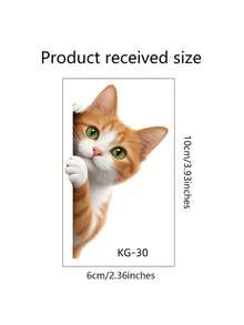 Cute Peeking Orange Tabby Cat Light Switch Wall Decal, Realistic 2D Animal Self-Adhesive Switch Sticker, Perfect For Living Room And Bedroom Switch Panels, Enhance Your Home's Charming Atmosphere - Cute Peeking at the Orange Tabby Cat - View 6